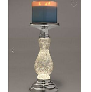 Silver Glitter Swirling Pedestal Candle Holder
